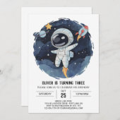 Invitation Cute Cosmic Online Astronaut garçon Anniversaire (Devant / Derrière)