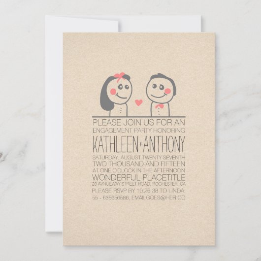 Invitation Cute couple moderne décontracté engagement invitat (Devant)