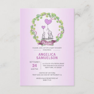 Invitation Cute couronne d'éléphant Purple Lavender Baby show
