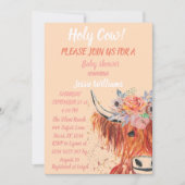 Invitation Cute Cow Boho Pays Bébé Fille Floral Occidental (Devant)