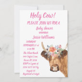 Invitation Cute Cow Farm Pays Bébé Fille Ouest Floral Dans (Devant)