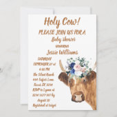 Invitation Cute Cow Farm Pays Bébé Garçon Western Floral Boho (Devant)