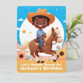 Invitation Cute Cowboy équitation Cheval Anniversaire (Debout devant)