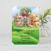 Invitation Cute Cowboy Farmer 1er. Fête d'anniversaire (Debout devant)