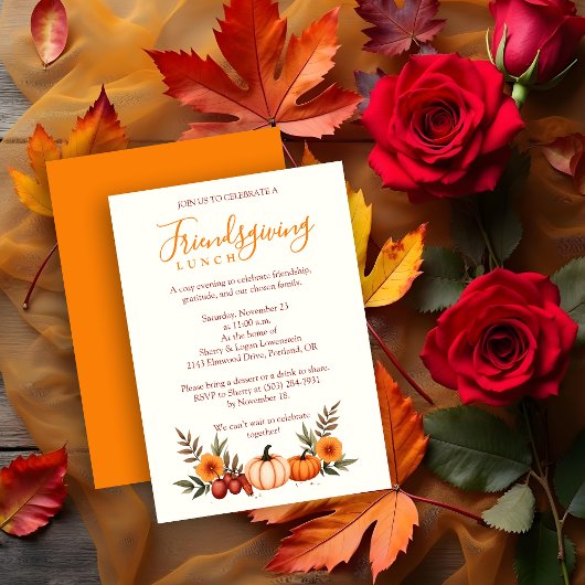 Invitation Cute Cozy Autumn Friendsgiving Pumpkins