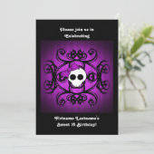 Invitation Cute crâne gothique violet et noir 5x7 doux 16 (Debout devant)