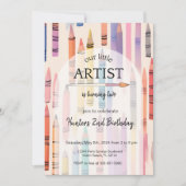 Invitation Cute Crayon Pastel Petit Artiste Anniversaire (Devant)