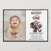 Invitation Cute Crazy elephant Farm Theme 1st Birthday (Devant)