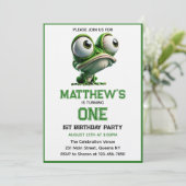 Invitation Cute Crazy Frog Farm Theme 1st Birthday  (Debout devant)