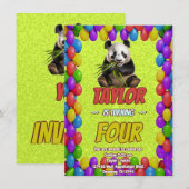 Invitation Cute Croustillant Panda Ours À Thème Anniversaire  (Devant / Derrière)