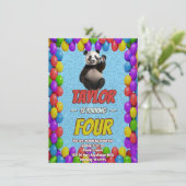 Invitation Cute Croustillant Panda Ours À Thème Anniversaire (Debout devant)