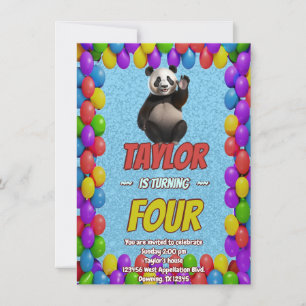 Invitation Cute Croustillant Panda Ours À Thème Anniversaire