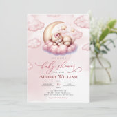 Invitation Cute Cub Bébé ours fille Baby shower (Debout devant)