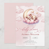 Invitation Cute Cub Bébé ours fille Baby shower (Devant / Derrière)