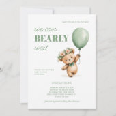 Invitation Cute Cub Sage Vert Nous Pouvons Bearly Wait Baby s (Devant)