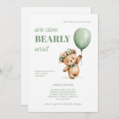 Invitation Cute Cub Sage Vert Nous Pouvons Bearly Wait Baby s (Devant / Derrière)