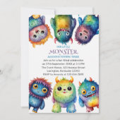 Invitation Cute Cudely Colorful Petits Monsters Anniversaire (Devant)
