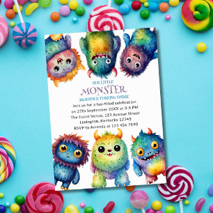 Invitation Cute Cudely Colorful Petits Monsters Anniversaire 