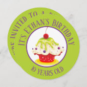 Invitation Cute Cupcake Bright Green Anniversaire de enfant (Devant / Derrière)