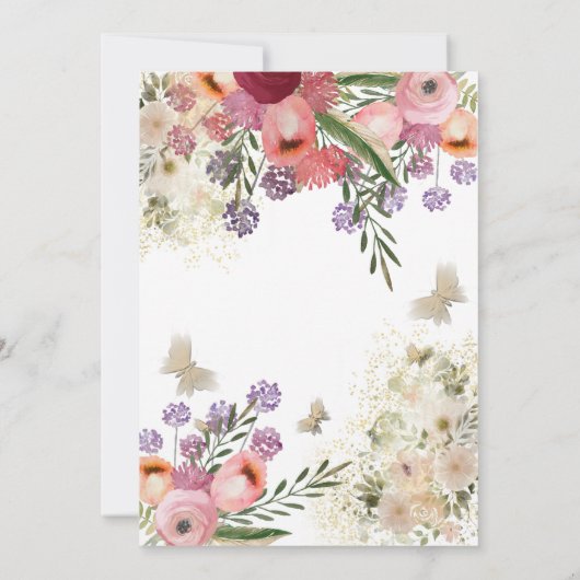 Invitation Cute cupcake Printemps Papillon floral doux 16 (Dos)