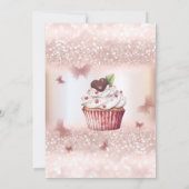 Invitation Cute Cupcake Rose or glitterie papillon tiara (Dos)