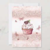Invitation Cute Cupcake Rose or glitterie papillon tiara (Dos)
