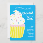 Invitation Cute Cupcakes Enfants 1er anniversaire (Devant)
