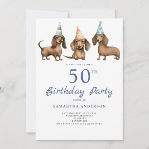Invitation Cute Dachshund Chien 50e anniversaire de fête Invi