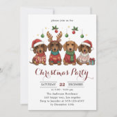 Invitation Cute Dachshund Dogs Christmas Party  (Devant)