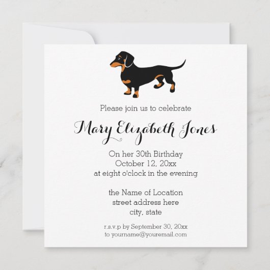 Invitation Cute Dachshund Motif (Dos)