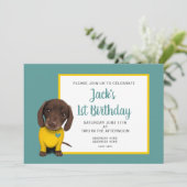 Invitation Cute Dachshund Puppy - 1er anniversaire (Debout devant)