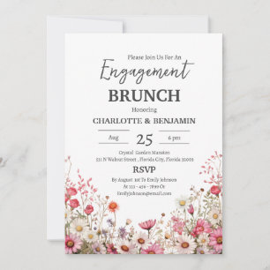 Invitation Cute Daisy Floral Fiançailles Brunch Party
