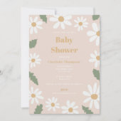 Invitation Cute Daisy Flower Baby Shower Girl Pink (Devant)