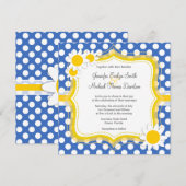 Invitation Cute Daisy sur Cerulean Blue Pois (Devant / Derrière)