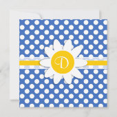 Invitation Cute Daisy sur Cerulean Blue Pois (Dos)