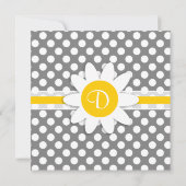 Invitation Cute Daisy sur Pois gris foncé (Dos)