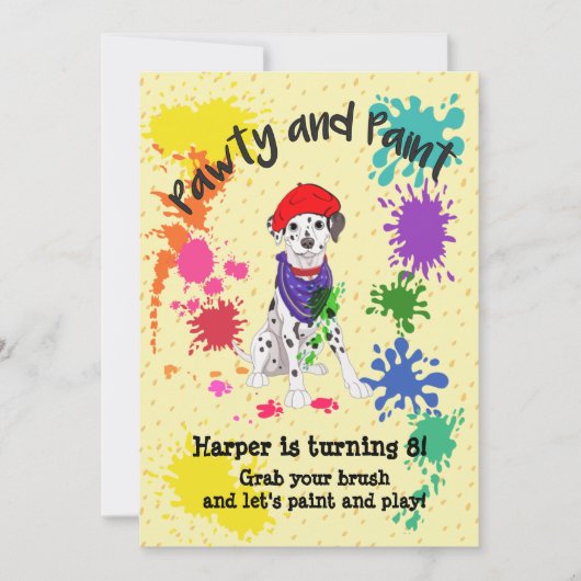Invitation Cute Dalmatian Chien Fun Art Anniversaire Invitati (Devant)
