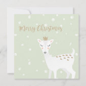 Invitation Cute Deer | Fête de Noël verte Sage (Dos)