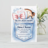 Invitation Cute Denim Boots or Bows Genre Reveillez Invitatio (Debout devant)