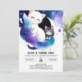 Invitation Cute Digital Kitten Anniversaire (Debout devant)