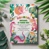Invitation Cute Dino Dinosaur Dig Fossil Enfants 3e anniversa