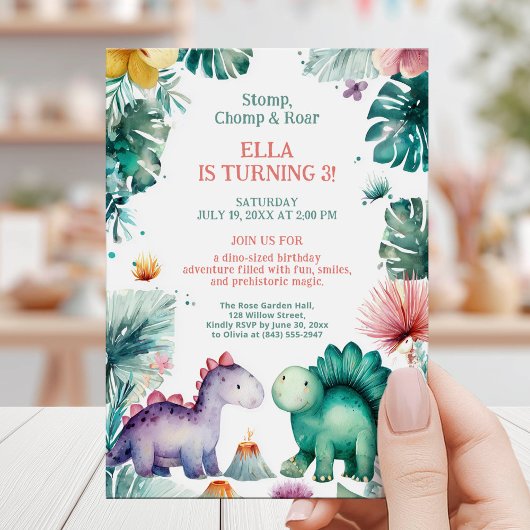 Invitation Cute Dino Jungle Birthday Fun
