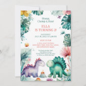 Invitation Cute Dino Jungle Birthday Fun (Devant)