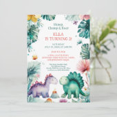 Invitation Cute Dino Jungle Birthday Fun (Debout devant)