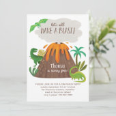 Invitation Cute Dino Volcano Jungle Fête d'Anniversaire Garço (Debout devant)