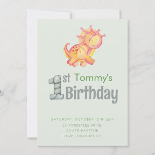 Invitation Cute Dinosaur 1er Anniversaire Fête Garçons Invita