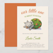 Invitation Cute Dinosaur About to Hatch Baby Shower (Devant / Derrière)