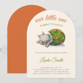 Invitation Cute Dinosaur About to Hatch Baby Shower Arch (Devant / Derrière)