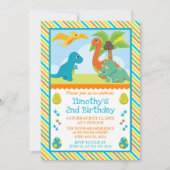 Invitation Cute Dinosaur Amis Anniversaire de enfant (Devant)