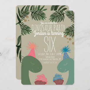 Invitation Cute Dinosaur Anniversaire Cupcakes Glittler Confe